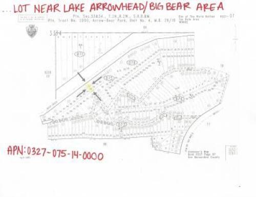 LOT NEAR LAKE ARROWHEAD / BIG BEAR AREA, Located in Arrowbear on Deep Creek Drive, San Bernardino County, State of California. APN:0327-075-14-0000