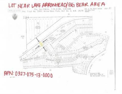 LOT NEAR LAKE ARROWHEAD/BIG BEAR AREA, Located in Arrowbear on Deep Creek Drive, San Bernardino County, State of California. APN:0327-075-13-0000.