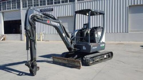 2013 TEREX TC37 MIDI HYDRAULIC EXCAVATOR, aux hydraulics, canopy, backfill blade, 443 hours indicated. s/n:TC00370910