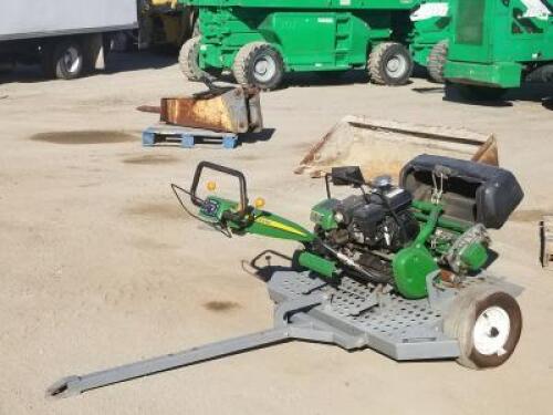 2012 JOHN DEERE 220E-CUT HYBRID REEL 11 WALK BEHIND MOWER, Honda 4.8hp gasoline, 22" cutting width, grass catcher, W/UTILITY TRAILER. s/n:1M0022GCACM042257