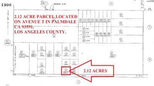 2.12 ACRE PARCEL IN PALMDALE, LOCATED ON AVENUE T, LOS ANGELES COUNTY, STATE OF CALIFORNIA. APN:3081-004-015