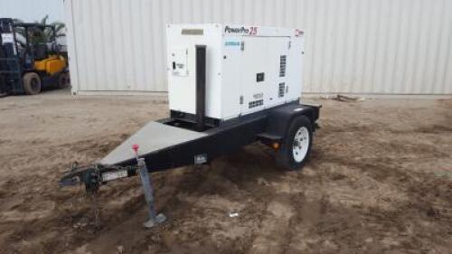 AIRMAN SDG25S GENERATOR, Isuzu 25kw, 4cyl diesel, portable, 2,390 hours indicated. s/n:1236A70142 MOUNTED ON 2005 MILLERBILT TRAILER. s/n:1M9BE06115L516493