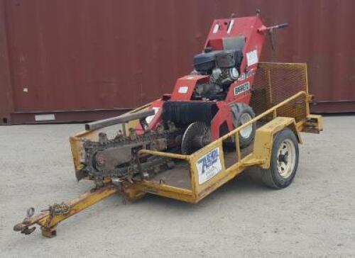 BARRETO 1624D WALK BEHIND TRENCHER, Kohler gasoline, 4' trencher. W/1988 CAL-TRAILER TRENCHER TRAILER. s/n:1C9CA11A7J1145534