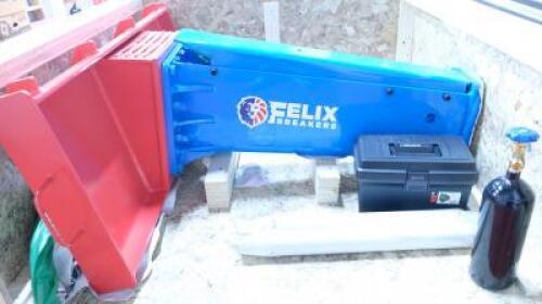 UNUSED 2019 FELIX 400S/T/B BREAKER ATTACHMENT, fits skidsteer. PACKAGE INCLUDES: (2) chisels, (2) oil tubes, (1) tool box w/n2 charging kit, (1) n2 bottle, (1) grease gun. **(LOCATED IN COLTON, CA)**