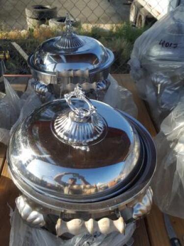 (2) SILVER CHAFING DISHES **(On site and absentee bidding only. Your online absentee bid will not be accepted after 7:00 a.m. on April 27th)**