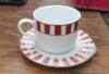 APPROX. (70) RED, WHITE AND GOLD COFFEE CUPS, APPROX. (68) RED, WHITE AND GOLD SAUCERS **(On site and absentee bidding only. Your online absentee bid will not be accepted after 7:00 a.m. on April 27th)**