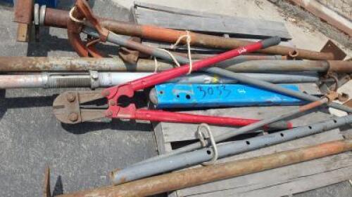 PALLET OF ADJUSTABLE SUPPORT POLES, BOLT CUTTERS, CONDUIT BENDERS **(LOCATED IN COLTON, CA)**