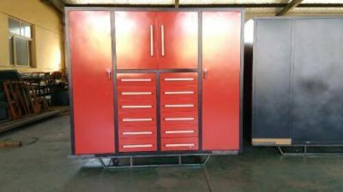 UNUSED 80" HEAVY DUTY MULTI DRAWER TOOL CHEST CABINET, 12 drawers, 2 large door cabinets, 2 small door cabinets (file photo of tool chest) **(LOCATED IN COLTON, CA)**