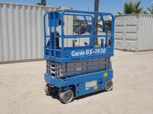 2008 GENIE GS1930 SCISSORLIFT, electric, 19' lift, extendable platform, 319 hours indicated. s/n:GS3008B-94738