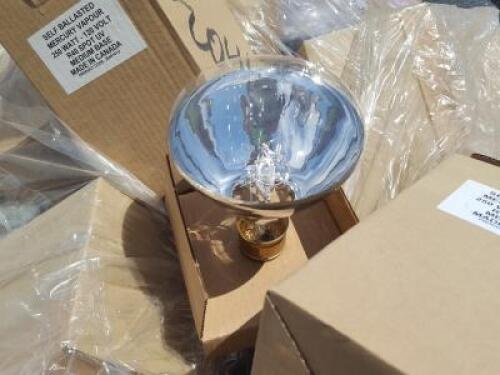 PALLET OF APPROX. (50) SELF BALLASTED MERCURY VAPOUR LIGHT BULBS **(LOCATED IN COLTON, CA)**