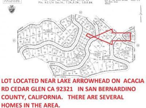 LOT NEAR LAKE ARROWHEAD ON ACACIA RD, LOCATED IN CEDAR GLEN, 92321, SAN BERNARDINO COUNTY, STATE OF CALIFORNIA. APN:0330-042-04-0000