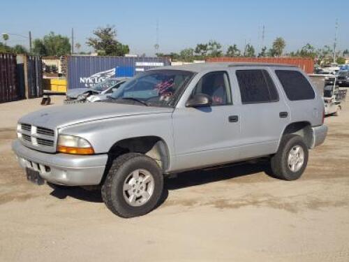 s**2002 DODGE DURANGO SUV, 4.7L gasoline, automatic, 4x4, a/c, pw, pdl, pm, s/n:1B4HS38N22F173269 **(DEALER, DISMANTLER, OUT OF STATE BUYER, OFF-HIGHWAY USE ONLY)** **(DOES NOT RUN)**