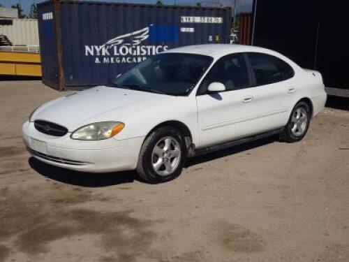 **2003 FORD TAURUS SEDAN, 3.0L gasoline, automatic, a/c, pw, pdl, pm, 77,973 miles indicated. s/n:1FAFP53U33G243076 **(DEALER, DISMANTLER, OUT OF STATE BUYER, OFF-HIGHWAY USE ONLY)** **(DOES NOT RUN)**