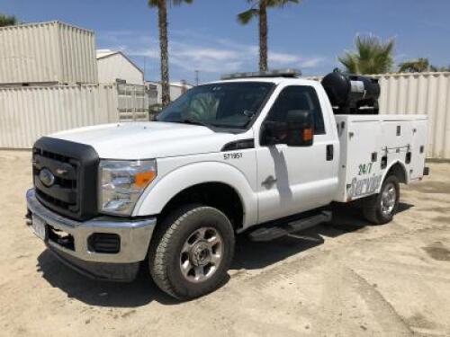 2013 FORD F250XL SUPER DUTY SERVICE TRUCK, Ford 6.7L 300hp diesel, automatic, a/c, 4x4, pw, pdl, pm, 8' service body, air compressor, generator, product tanks, vice, hose reels, pumps, tow package. s/n:1FDBF2BT4DEB78279