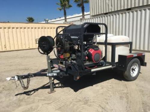 2014 MI-T-M HS-5305-1MGH HEATED PRESSURE WASHER, Honda GX630 gasoline, 3,500psi, 200 gallon water tank, diesel burner, hose reels, portable. s/n:4H1021314E0487242 **(TITLE MAY TAKE UP TO 8 WEEKS FOR TAC TO RECEIVE)**