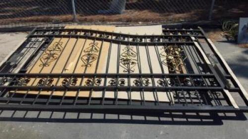 UNUSED 20' HEAVY DUTY BI-PARTING WROUGHT IRON DRIVEWAY GATES **(LOCATED IN COLTON, CA)**