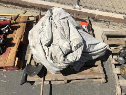AXE, BROOM, SHOVEL, (2) CANVAS TARPS, TRAFFIC SIGN, CHAINSAW CASE **(LOCATED IN COLTON, CA)**