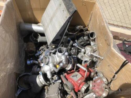 BOX OF MISC. VALVES, FITTINGS, TANKS **(LOCATED IN COLTON, CA)**