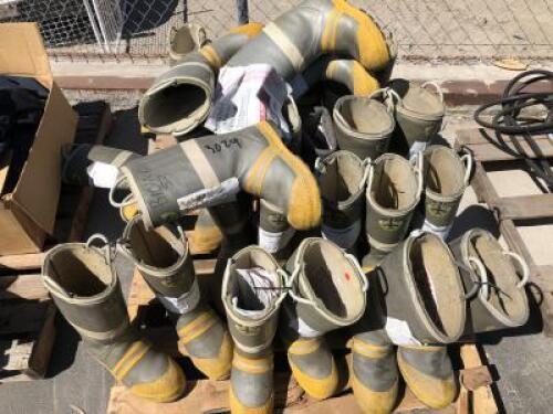 PALLET OF AIRCRAFT RESCUE FIREFIGHTER BOOTS, APPROX. (12) PAIRS VARIOUS SIZES **(LOCATED IN COLTON, CA)**