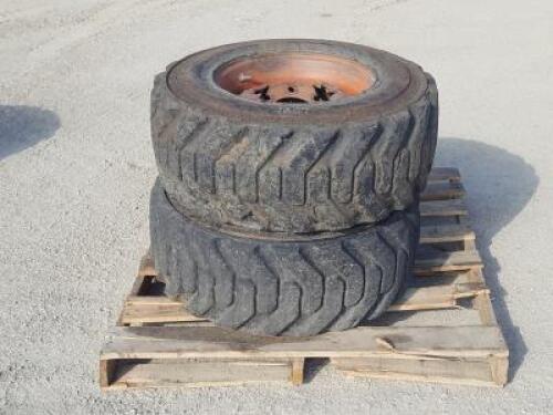 (2) RIMS W/FOAM FILLED TIRES, fits skidsteer. **(LOCATED IN COLTON, CA)**