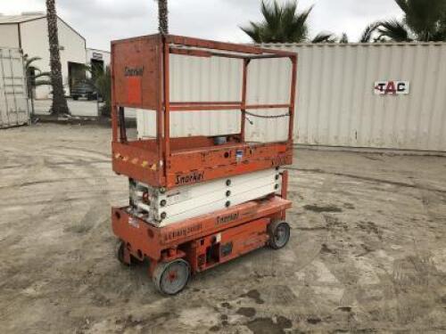 2008 SNORKEL S1930 SCISSORLIFT, electric, 19' lift, extendable platform, 378 hours indicated. s/n:S0808070410