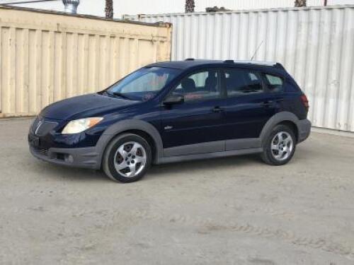 s**2005 PONTIAC VIBE SUV, 1.8L gasoline, automatic, a/c, pw, pdl, pm. s/n:5Y2SL63875Z475054 **(DEALER, DISMANTLER, OUT OF STATE BUYER, OFF-HIGHWAY USE ONLY)**