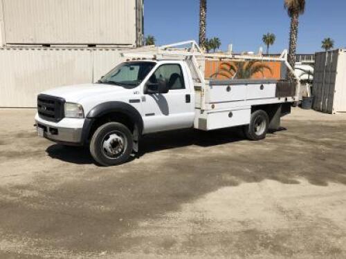 2006 FORD F550 UTILITY TRUCK, 6.0L diesel, automatic, a/c, 12' utility body, tow package. s/n:1FDAF56P16EB28274