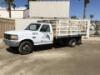 1995 FORD F350 FLATBED TRUCK, 7.5L gasoline, 5-speed, 12' flatbed, stake sides, Maxon lift gate. s/n:2FDKF37G5SCA59287