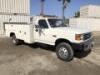 1991 FORD F350 UTILITY TRUCK, 7.5L gasoline, automatic, 4x4, a/c, pw, pdl, 11' utility body, Collins belt driven air compressor, Waltco liftgate. s/n:1FDKF38G4MKB05835 - 2