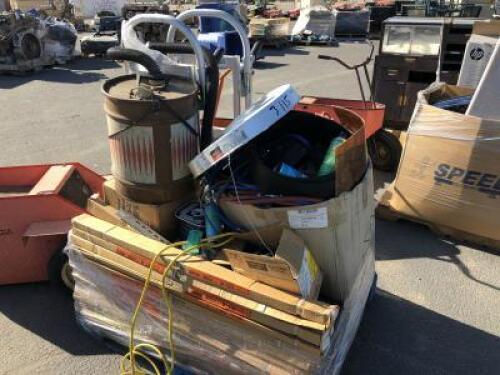 (2) DOLLIES, (2) BOXES OF MISC. HOSES, NUTS & BOLTS, DUST COLLECTION VACUUM, APPROX. (13) BOXES OF 4TW06 METAL BRACKETS **(LOCATED IN COLTON, CA)**