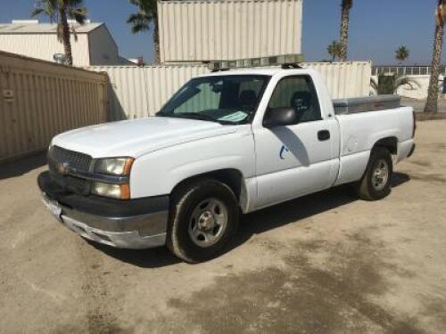 2004 CHEVROLET SILVERADO 1500 PICKUP TRUCK, 4.3L gasoline, automatic, a/c, Whelen light bar, 89,549 miles indicated. s/n:1GCEC14X74Z157360