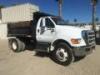 2012 FORD F750 BOBTAIL DUMP TRUCK, Cummins ISB200 diesel, 6-speed, a/c pto, 12,000# front, 5-6 yard box, 21,000# rear, tow package, 28,386 miles indicated. s/n:3FRNF7FA2CV184398 - 2