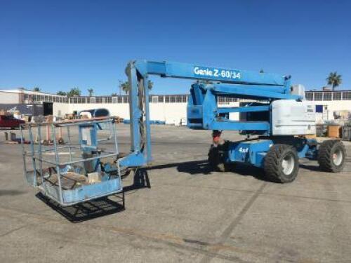 2007 GENIE Z60/34 BOOMLIFT, dual fuel, 4x4, 60' articulated boom, 2-stage, 901 hours indicated. s/n:Z6007-7627