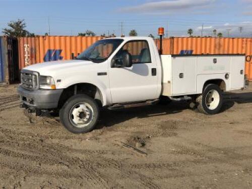 s**2003 FORD F450 UTILITY TRUCK, 6.8L gasoline, automatic, a/c, 10' CTEC utility body, tow package. s/n:1FDXF47S43EC58410 **(DEALER, DISMANTLER, OUT OF STATE BUYER, OFF-HIGHWAY USE ONLY)** **(DOES NOT RUN)**