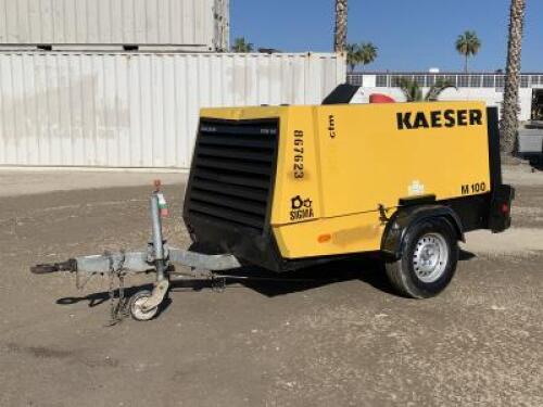 2011 KAESER M100 AIR COMPRESSOR, 375cfm, Kubota 4cyl diesel, portable. s/n:WKA0F1601B4199037