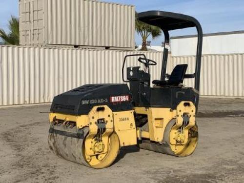 2001 BOMAG BW120AD3 VIBRATORY TANDEM SMOOTH DRUM ROLLER, Deutz diesel, 57" drums, canopy, 1,360 hours indicated. s/n:101170516509