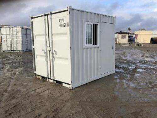 UNUSED 9' CONTAINER, side entry door, window.