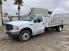 2002 FORD F550 FLATBED TRUCK, 7.3L diesel, 6-speed, a/c, 14' deck, 13,500# rear, tow package. s/n:1FDAF56F42EB77969