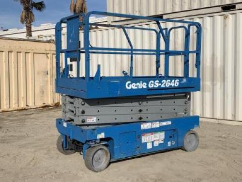 2007 GENIE GS-2646 SCISSORLIFT, electric, 26' lift, extendable platform, 729 hours indicated. s/n:089528