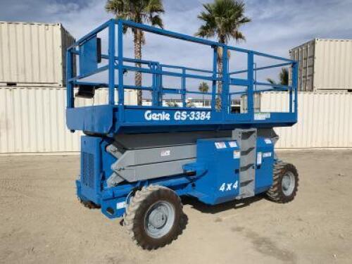 2008 GENIE GS3384 ROUGH TERRAIN SCISSORLIFT, dual fuel, 33' lift, 4x4, extendable platform. s/n:GS8408-41752