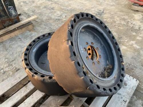 (2) RIMS W/SOLID TIRES, fits Skidsteer. **(LOCATED IN COLTON, CA)**