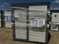 UNUSED 7'x8'x6' BASTONE MOBILE TOILET, w/sink, toilet, paper towel holder, shower. --(LOCATED IN COLTON, CA)--