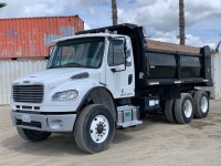 2016 FREIGHTLINER M2 DUMP TRUCK, Cummins 8.9L diesel, engine brake, automatic, pto, 18,000# front, 10-12 yard box, 40,000# rears, 56,888 miles indicated. s/n:3ALHCYCY6GDFY3452