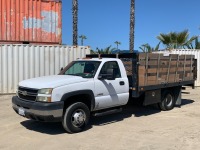 2006 CHEVROLET 3500 FLATBED TRUCK, 6.0L gasoline, automatic, 12' flatbed, stake sides, lift gate, 48,742 miles indicated. s/n:1GBJC34U36E191035