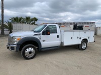 2016 FORD F550 SERVICE TRUCK, 6.7L diesel, automatic, 11' service body, 16.3cfm air compressor, 3.5kw generator, 3 product tanks, hose reels, 19,500# rear, 129,964 miles indicated. s/n:1FDUF5GT5GEB45735