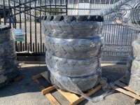 APPROX. (4) RIMS W/TIRES, fits reach forklift --(LOCATED IN COLTON, CA)--