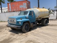 1990 FORD F800 BOBTAIL WATER TRUCK, 170hp diesel, engine brake, 5-speed, pto, ff-s-rr, 38,939 miles indicated. s/n:1FDPK84P1LVA45028