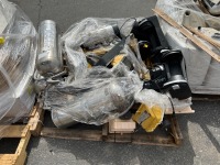 PALLET OF APPROX. (4) FIRE EXTINGUISHERS, APPROX (6) COFFEE MAKERS, ASST. LIGHT FIXTURES --(LOCATED IN COLTON, CA)--